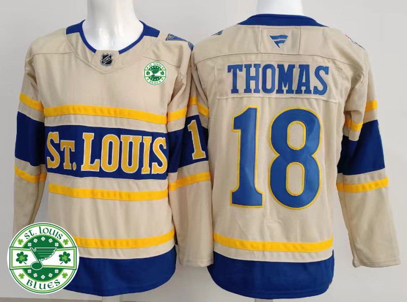 Men St.Louis Blues #18 Thomas Cream 2025 Fanatics Home Premium NHL Jersey style 3
